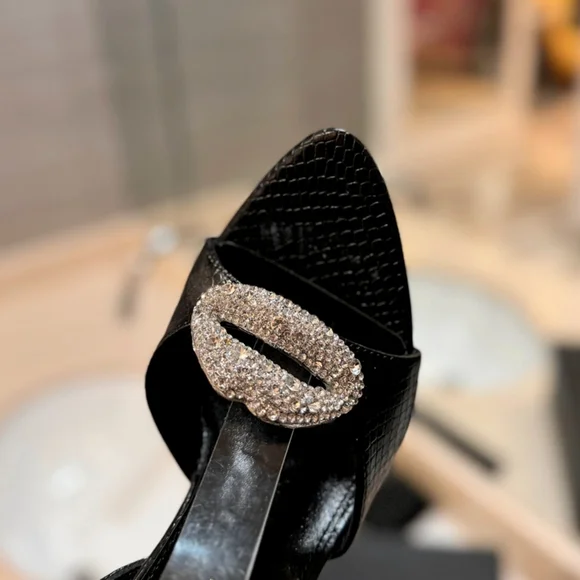 YSL Snake Pattern Crystal Heels
